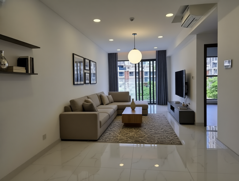 Ph&ograve;ng kh&aacute;ch căn hộ Diamond Brilliant Ctiy 96m2 Nội Thất Full